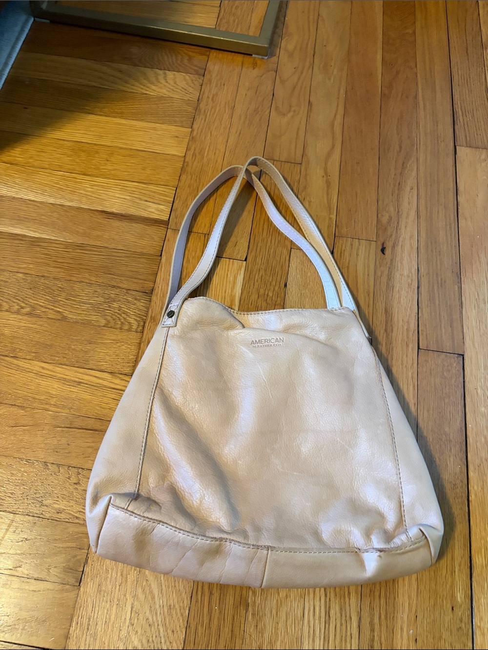 Cream Leather Shoulder Bag - Classic Everyday Tote